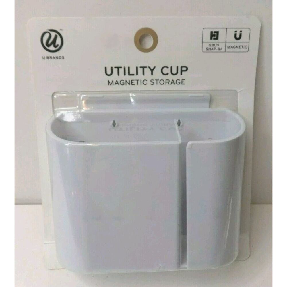 Lot of 12 U Brands Magnetic Storage Utility Cups (White) -- Office Organizer